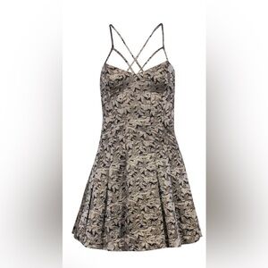 Lovers + Friends - Gold Leaf Printed Jacquard Mini Dress Sz Medium